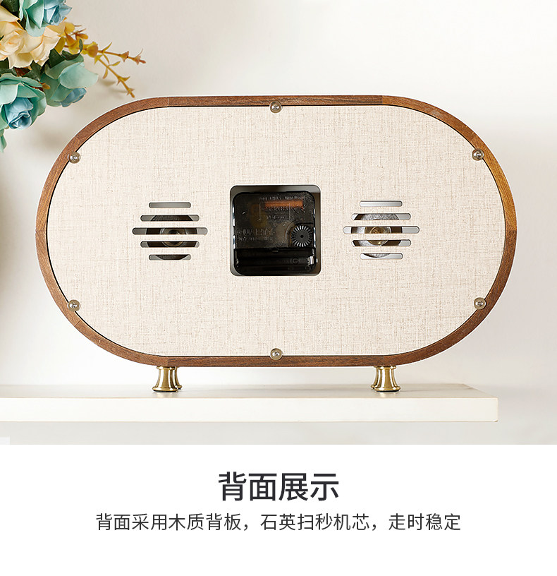 Часы 座钟客厅家用实木坐钟表指针式温度湿度台钟静音桌柜摆台时钟d527 Hense