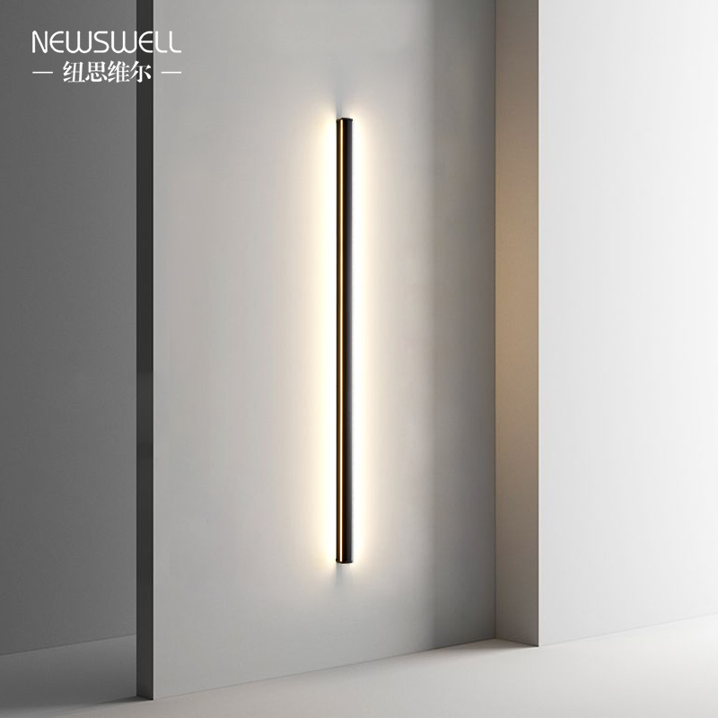 Minimalist wall lamp bedroom living room background corner mood light Nordic led long study bedside wall lamp wired-free