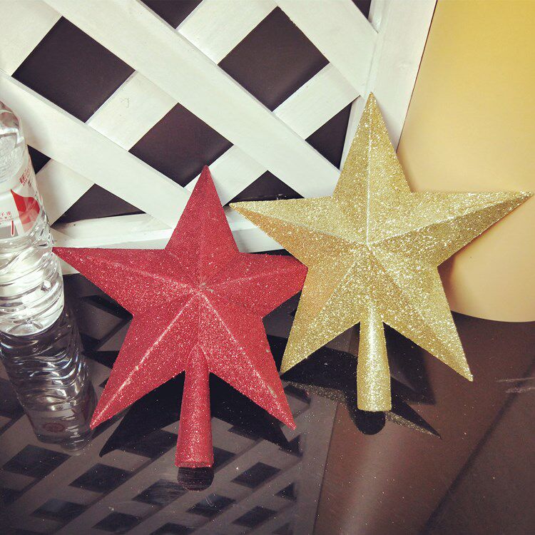 Children's Festival Dance Props Solid Pentagram Christmas Decorations Pendant Stars Golden Red Silver Color Gold Powder Pendant