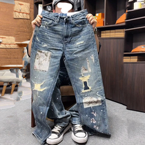 Light luxury mens clothing plus size trendy brand mens fashion new style handsome jeans straight casual trousers with slim design