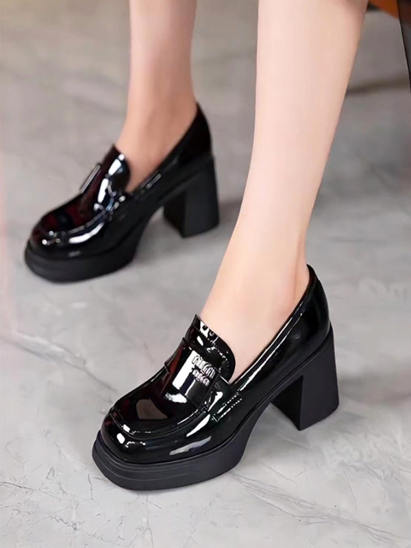 Woodpecker Genuine Leather British-Style High-Heeled Shoes 2026 Square Toe Chunky Heel Thick Sole Color-Blocking Comfortable Retro Versatile Single Shoes Woodpecker Genuine Leather British-Style High-Heeled Shoes 2026 Square Toe Chunky Heel Thick Sole Color-Blocking Comfortable Retro Versatile Single Shoes