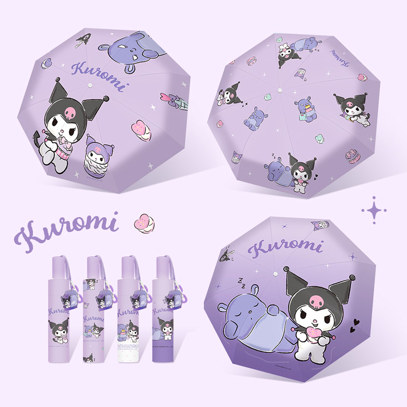 Sanrio Genuine Kuromi Automatic Umbrella, Dual-Use for Sun and Rain, Women's Sun Protection, Uv Protection, High Aesthetic Value, Cute for Students Sanrio Genuine Kuromi Automatic Umbrella, Dual-Use for Sun and Rain, Women's Sun Protection, Uv Protection, High Aesthetic Value, Cute for Students