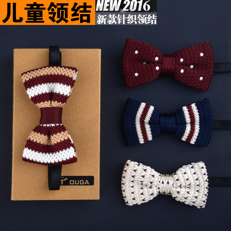 Korean version of children's knitted bow tie British style boy baby double-layer flower girl performance performance British small bow tie tide