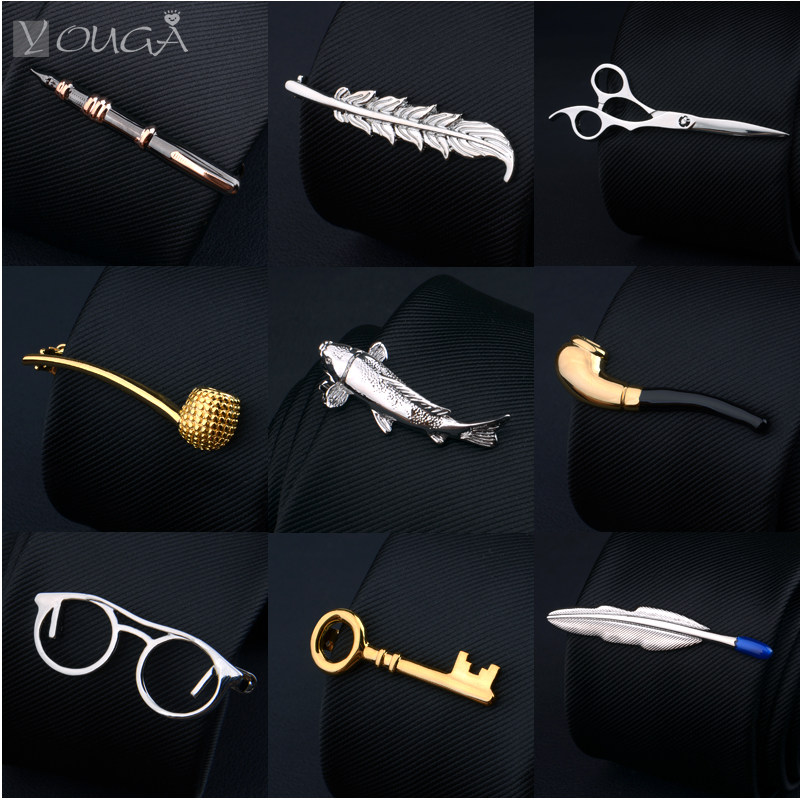 New Korean collar clip men's European version business dress tie clip men's accessories fancy pin gift box