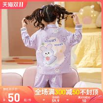 Girls pajamas kids spring and autumn long sleeved cotton thin set cute little girl foreign style cartoon big childrens loungewear