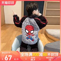 Boys pajamas autumn and winter thick coral fleece set kids flannel little boy big kids cartoon loungewear