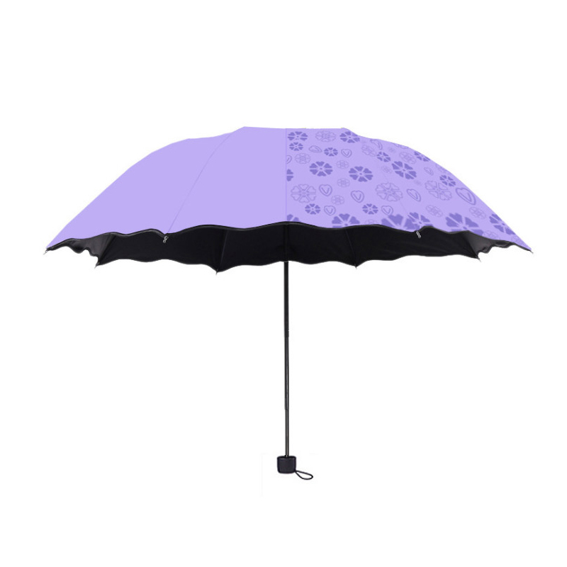  遇水開花晴雨傘三折疊傘防紫外線清新遮陽傘防曬傘太陽傘男女兩用