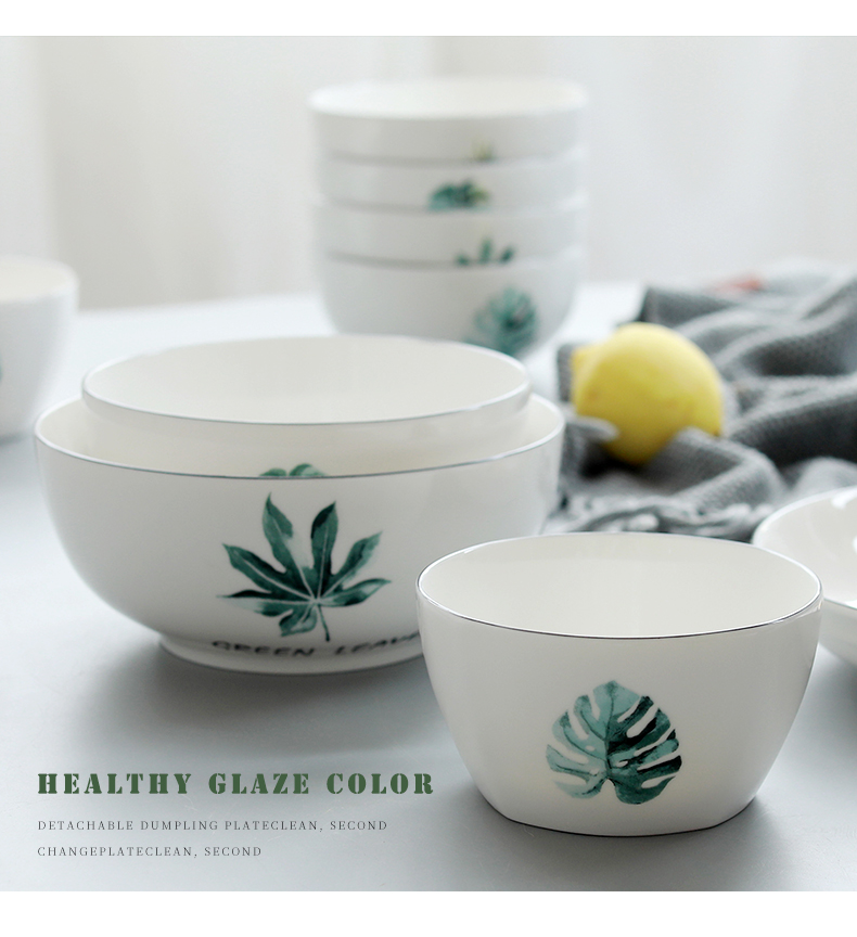 Bát cơm gia đình bát xương Jingdezhen xương Trung Quốc bát súp quy mô lớn Bộ đồ ăn châu Âu sáng tạo đơn giản ăn bát bộ chén đĩa đẹp
