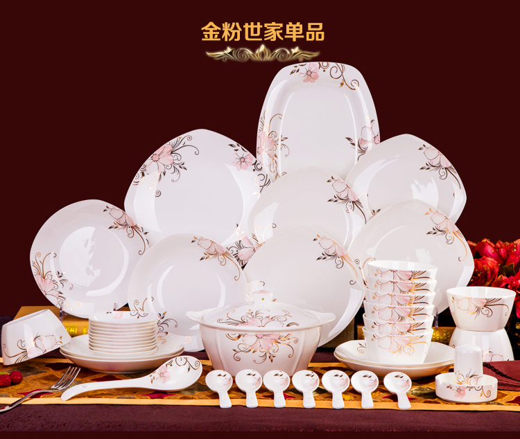 Jingdezhen Jinfen Shijia Bone sứ DIY Kết hợp miễn phí Cơm bát đĩa Bát bát bát súp dao kéo dĩa ăn