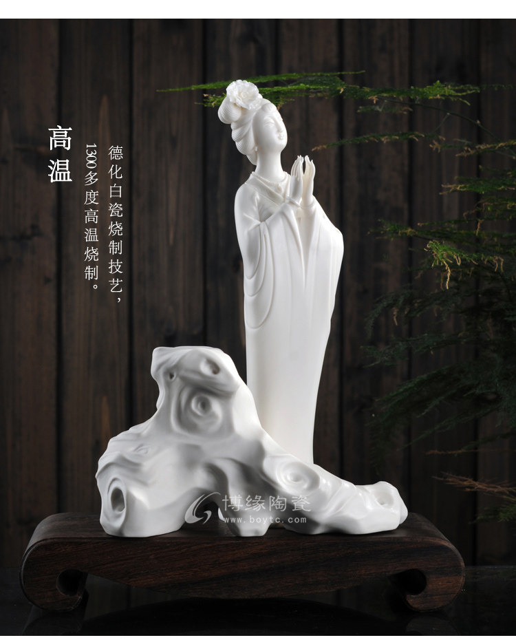 四大美女—貂蝉德化白瓷古典仕女四大美女家居办公工艺品摆件,福建省工艺