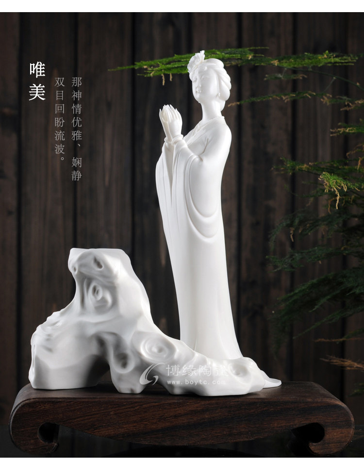 四大美女—貂蝉德化白瓷古典仕女四大美女家居办公工艺品摆件,福建省工艺