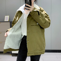 301 Korean tooling wind cotton coat winter New plus velvet warm womens wild casual long sleeve top