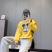 288 Korean version of Joker simple cartoon sweater autumn new womens casual loose student long sleeve printed top