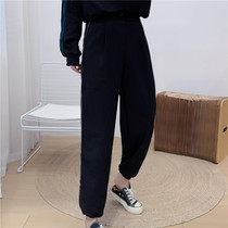 1608 Korean version of high-waisted casual pants autumn new womens joker loose semi-elastic waist radish pants
