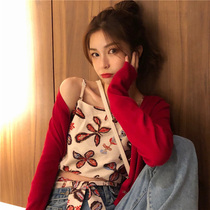 Ya Feng retro floral short open umbilical camisole camisole Vest Women spring and summer sexy fashion temperament strappy outer coat