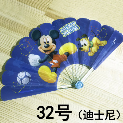 Cute cartoon folding fan for girls in summer, portable fan for children, students and girls, plastic round fan