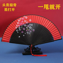 Chinese style big red fan hand-painted ancient style with tassel folding fan Silk Dance Dance Dance fan gift female fan