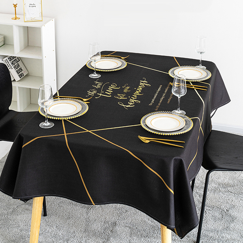 bla gold simple tablecloth nordic tablecloth rectangular tablecloth fabric cotton and linen tablecloth waterproof and oil-proof disposable desk cloth