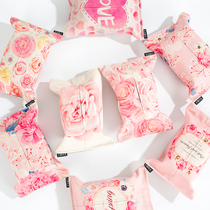 Pink Flowers Ins Fresher Art Cotton Numb Cloth Art Paper Towel Box Living-room Paper Towels Bag large number of paper towels