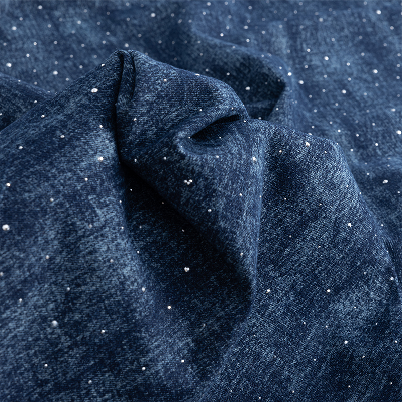 Thickened Hot-Drilled Rhinestone Washed Denim Fabric, High-End Handmade DIY Bag and Clothing Designer Fabric