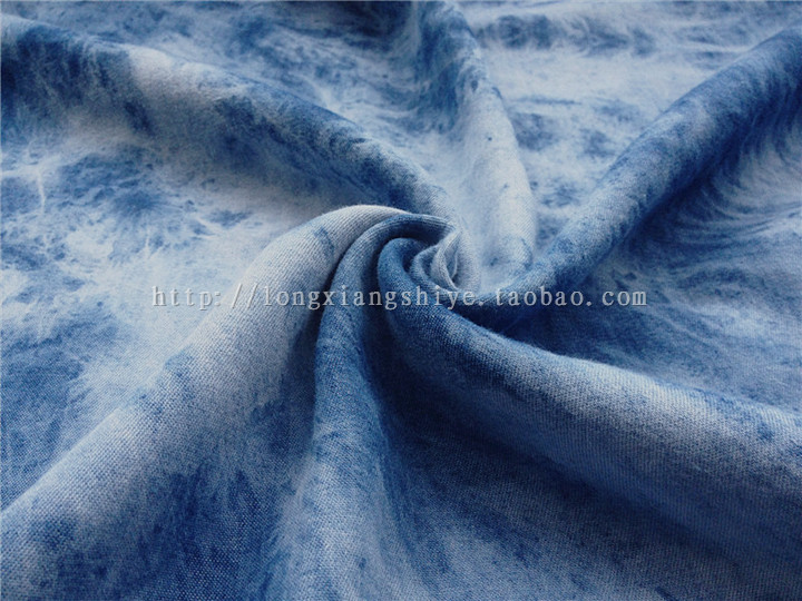 Xu hướng mới chất liệu mềm và mỏng rửa cà vạt nhuộm vải denim áo sơ mi vải - Vải vải tự làm vai thô