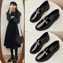 Genuine leather small leather leather shoes 2022 Spring style Inn Wind Summer black soft bottom flat bottom flat spring autumn Lefu soft leather bean-bean shoes