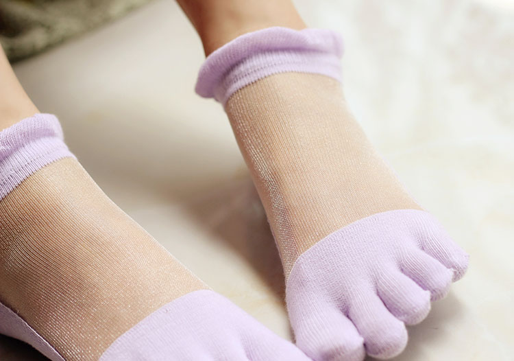 Năm ngón tay vớ Phụ nữ ống ngắn Mùa hè siêu mỏng pha lê thủy tinh vớ cotton bong bóng miệng Thuyền vớ khử mùi và thấm mồ hôi tất đùi dễ thương