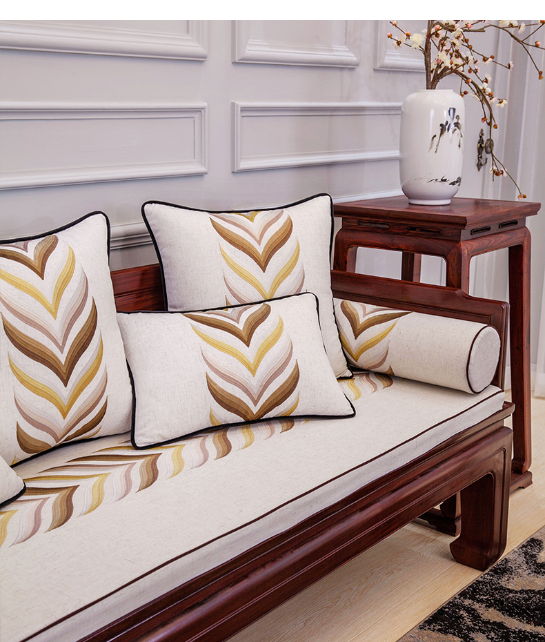 Vải hiện đại tối giản thêu gỗ gụ sofa gỗ rắn đệm 1058 vòng tròn đệm xốp chống trượt sofa đệm ghế đệm phòng ngủ