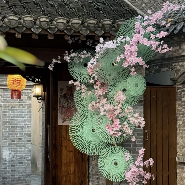 Handmade Bamboo Wall Painting round Decorative Bamboo Crafts Woven Decorative Mural Floral Wedding Living Room Hanging Painting