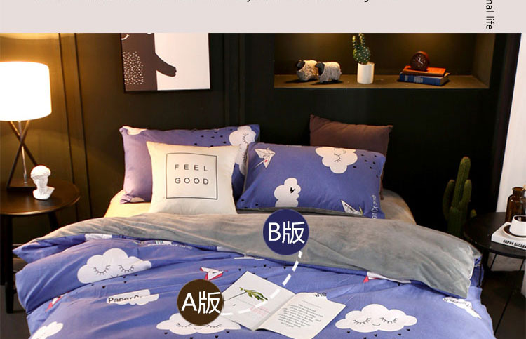 Một bông B san hô nhung bốn mảnh cotton mùa đông dày pha lê nhung flannel giường Pháp nhung chăn tấm bộ chăn ga gối đẹp