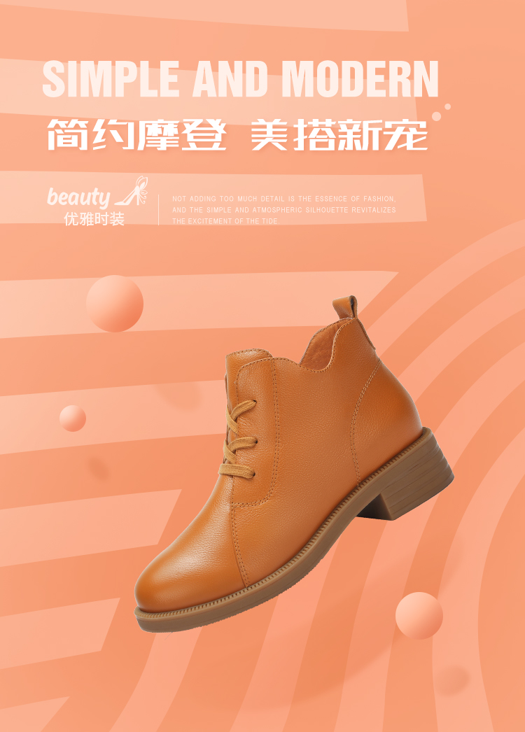 Giày nữ Camel 2018 mới Martin Martin giày da nữ dày với giày ngắn nữ mùa đông lớp da mùa đông với giày nữ boot cổ ngắn nữ