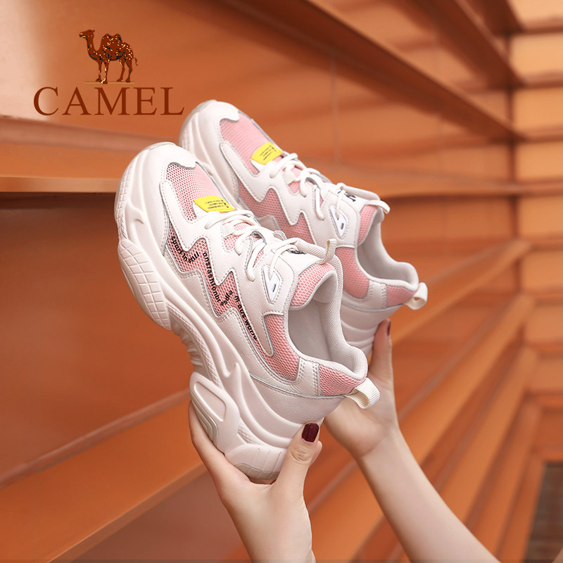 淘宝转运骆驼运动鞋女2019新款春休闲女鞋网红真皮厚底百搭ins潮 老爹鞋女