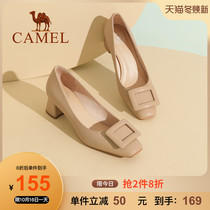 Camel womens shoes 2021 spring new leather small fragrant wind lofford shoes womens high heel soft leather casual shoes