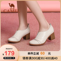 Camel womens shoes 2021 Autumn New British style small leather shoes womens high heels womens simple single shoes women