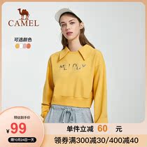 Camel Camel womens 2021 Autumn New lapel collar sweater womens long sleeve Korean loose versatile casual top