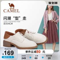 (Camel camel) womens shoes 2021 autumn new casual British style deep mouth small leather shoes womens medium heel shoes women