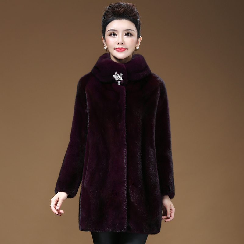 Haining Whole Mink Mink Fur Coat 2021 New Ladies Imported Mink Hair Mid-Long High-end Coat Winter