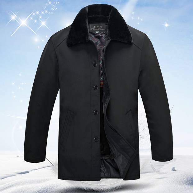 Quần áo cotton nam trung niên và cũ mùa đông dài áo khoác nam cộng với nhung dày áo cardigan nam