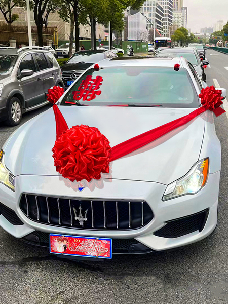 Wedding Car Decoration Car Head Flower Big Red Flower Ball New Car Hydrangea Car Main Car Wedding Float Flower Team Latte Art