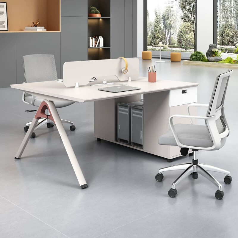 Office Desk and Chair Set for 2 People, Simple Modern Office Partition, 46-Person Partition, Computer Workstation Desk with Socket