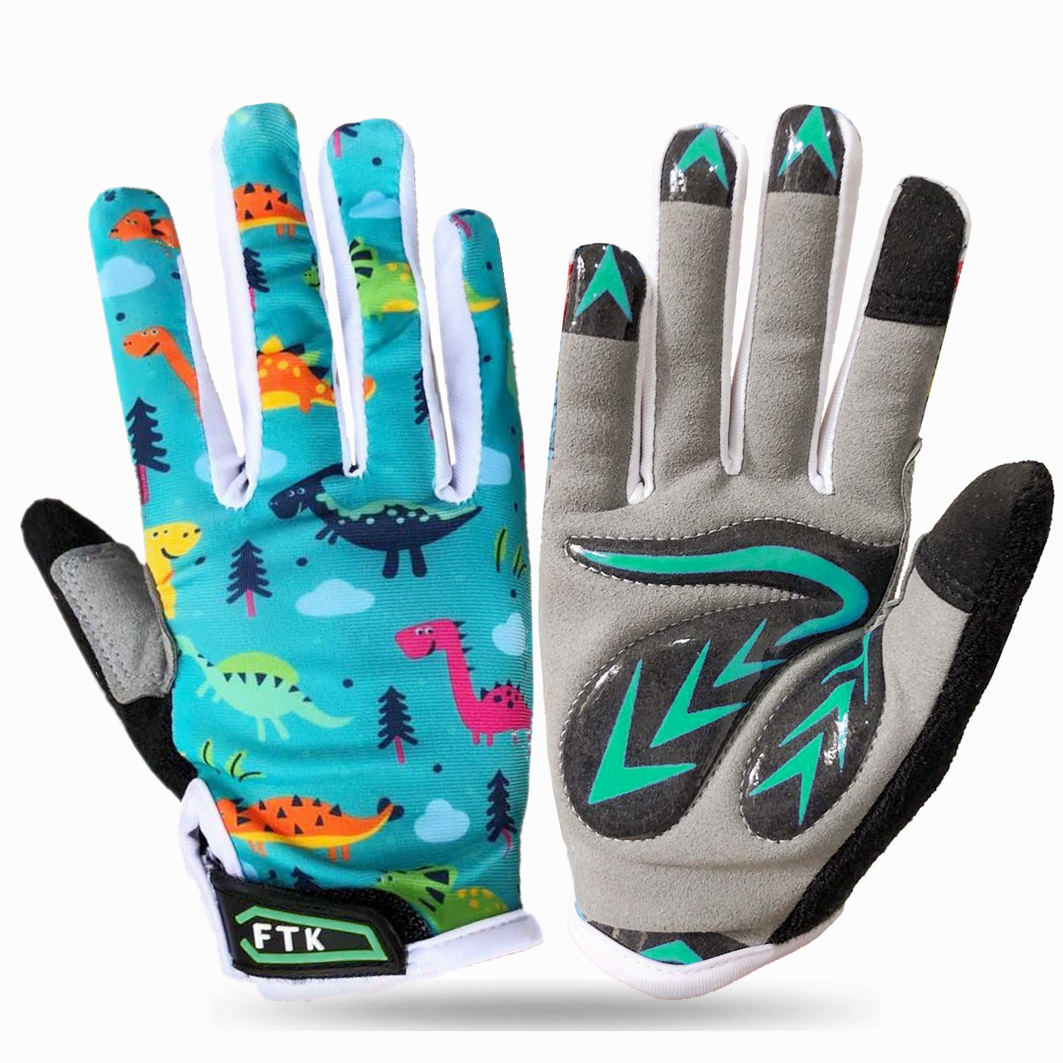 Children Riding Gloves Long Finger Wheel Slide Scooter Safety Protection Non-slip Gloves Dinosaur Rainbow Rock Climbing