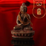 Шафрановая тибетская Будда Шакьямуни Будда Мини Бронзовая Статуя