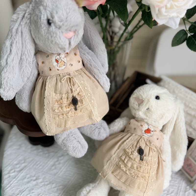 Original Cute Dress for Little Bunny, Shy Bunny Doll, Soft European-Style Pastoral Dress, Bonnie Rabbit Vintage French Dress