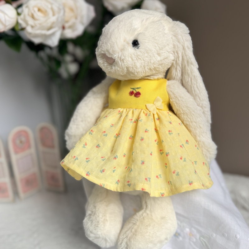 Suitable for Jellycat Medium Size 31cm Medium Shy Bonnie Rabbit Doll Clothes Skirt Lemon Yellow Cherry