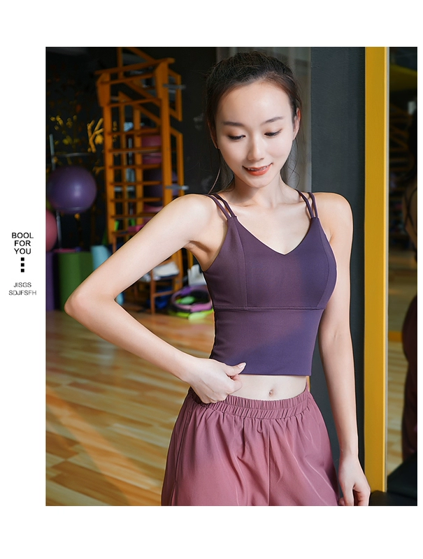 Cô gái thể hình V-cổ vest kiểu thắt lưng thể thao đồ lót thu thập sốc rập khuôn yoga bra mạng đỏ áo ngực nhanh khô - Đồ lót thể thao