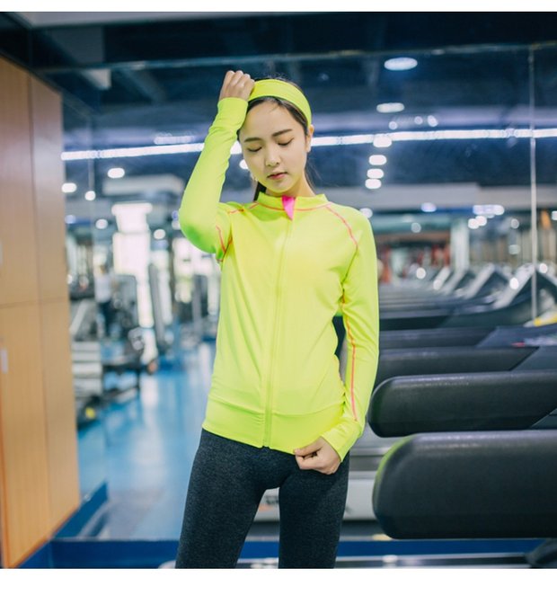 Cổ áo mới đứng dài tay áo thun thể thao nữ thoáng khí chạy bộ đồ thể thao yoga áo khoác thể thao nhanh khô áo tank top nam