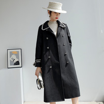 2021 autumn and winter new double-sided cashmere coat womens long bead edge small fragrant double-breasted coat