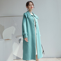 2021 new long double-sided cashmere coat female Korean version of ins wind high-end double-sided woolen coat first love