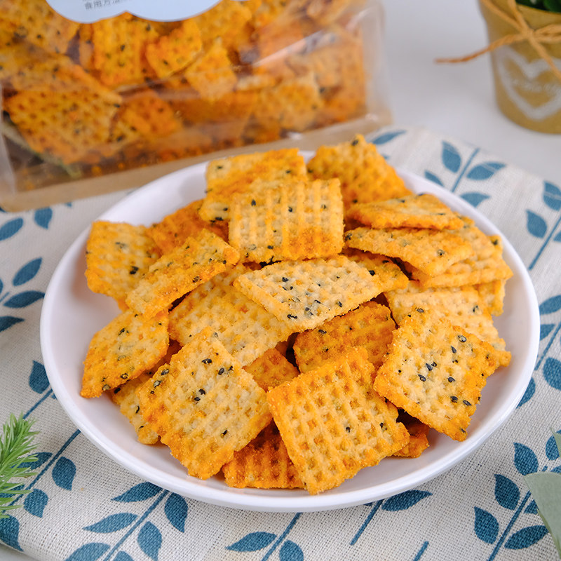 Dafeng Sangpo Handmade Crispy Rice Crackers with Bean Flavor 500g Bagged Spicy Beef Steak Flavor Internet-Famous Puffed Snacks for Children