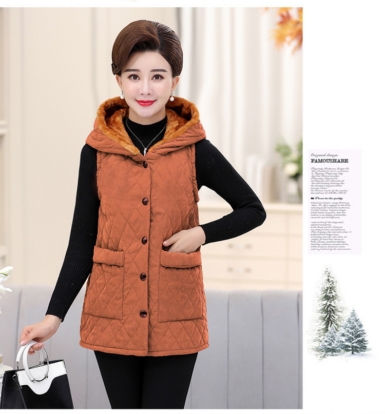 Áo vest nữ trung niên tải mùa xuân và mùa thu mặc vest nữ cao tuổi cộng với áo khoác nhung nữ dày cỡ lớn áo cho người trung niên